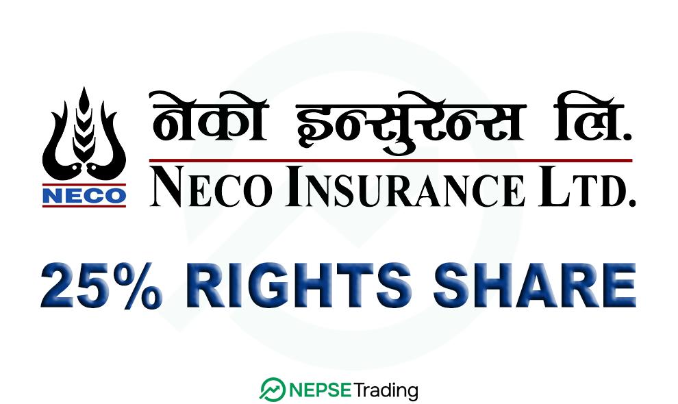 नेको इन्स्योरेन्सले आजदेखि २५% हकप्रद शेयर निष्काशन गर्दै